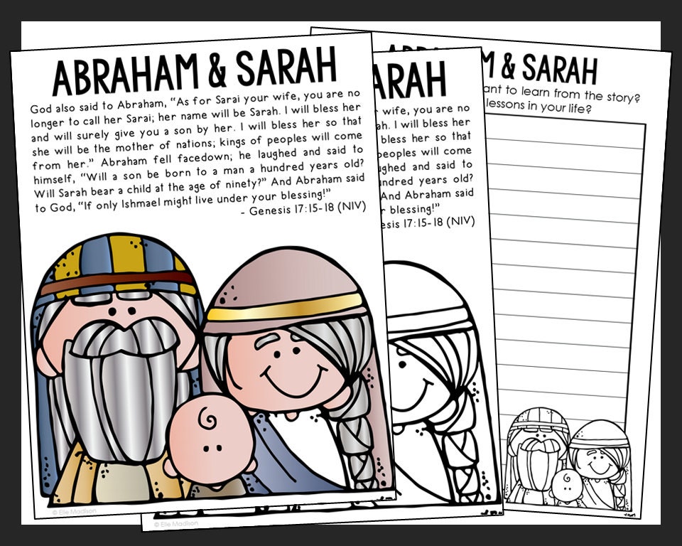 ABRAHAM and SARAH Bible Story Coloring Page and Poster Sunday School ABRAHAM and SARAH Bible Story Coloring Page and Poster Sunday School