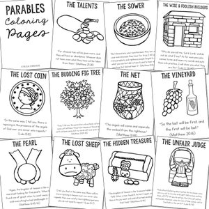 THE PARABLES Bible Story Activity Posters Activity | Christian ...