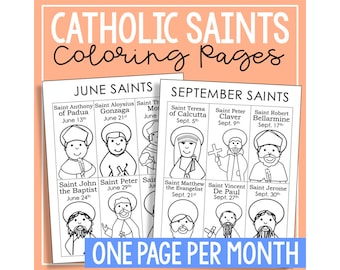 CATHOLIC SAINTS of the MONTH Coloring Pages Activity | All Saints Day | Home Altar for Kids | Homeschool Printables | Church Bulletin Board