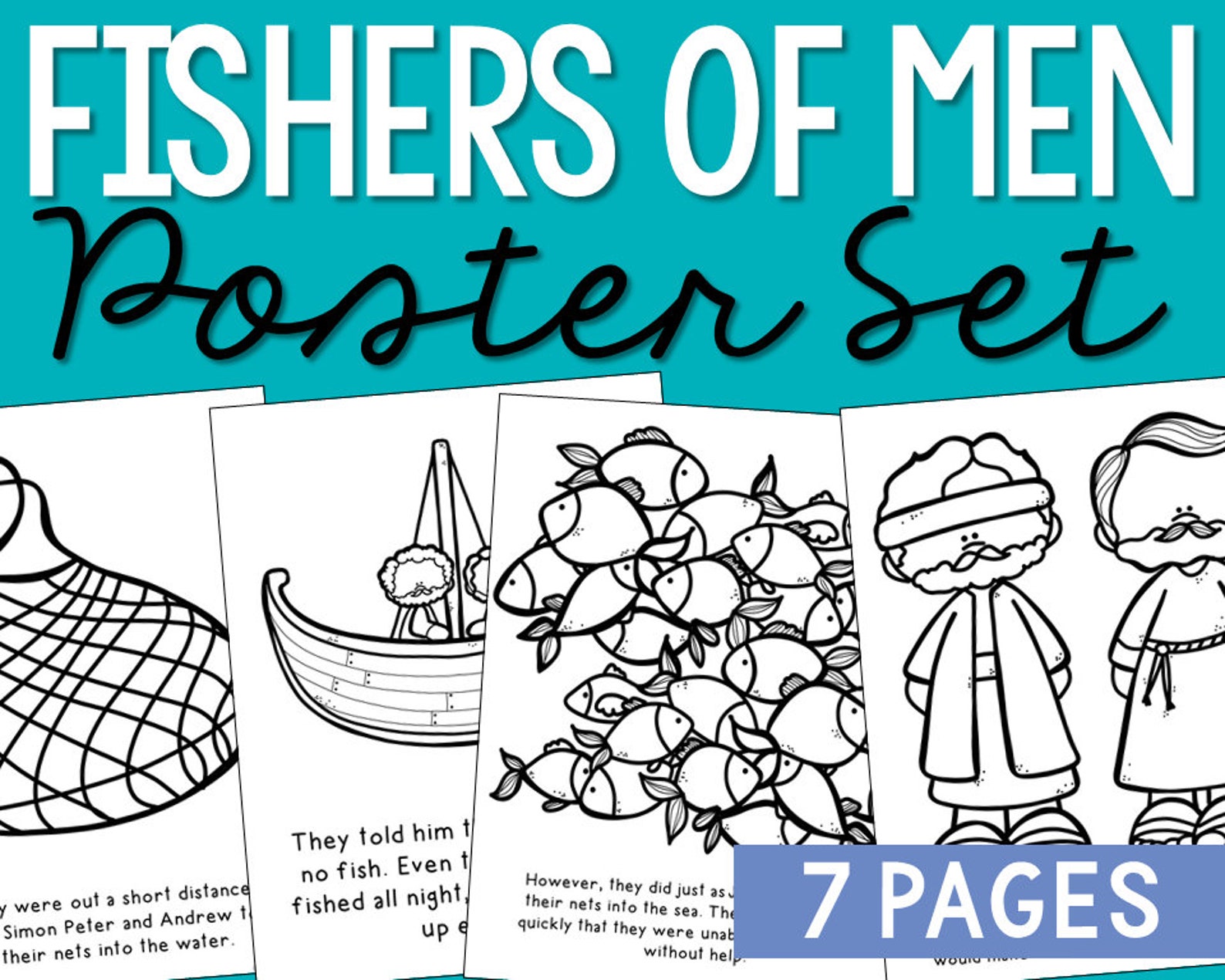 FISHERS OF MEN Bible Story Printable Activity Posters | Etsy