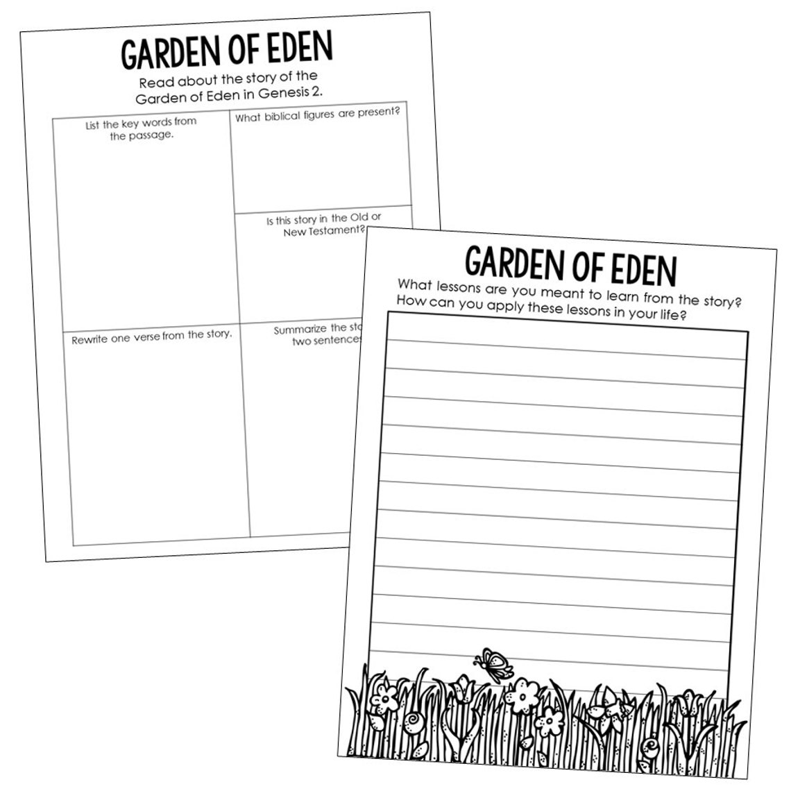 ADAM and EVE Bible Story Coloring Page Activity Sunday - Etsy