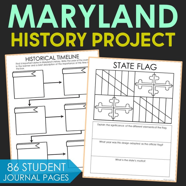 MARYLAND Social Studies State History Project Homeschool Etsy