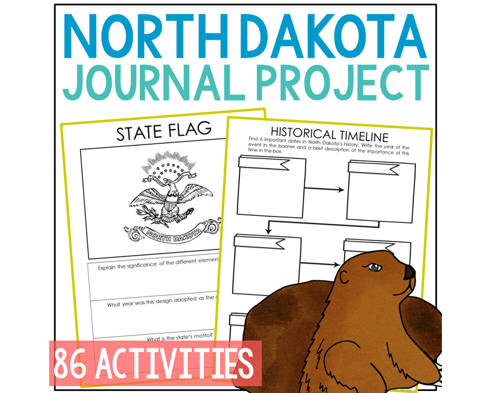 NORTH DAKOTA State History Project Activity | Social Studies Unit Study Lesson Plans | 5th 6th 7th Grade | Homeschool Printable Worksheets