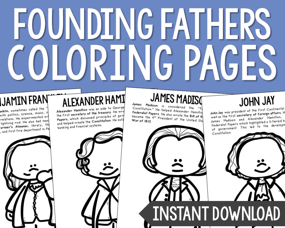FOUNDING FATHERS American History Coloring Page Book | Etsy