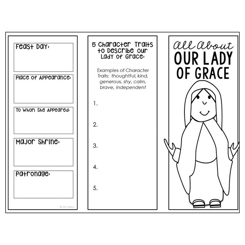 OUR LADY of GRACE Homeschool Printable Worksheet Research Etsy