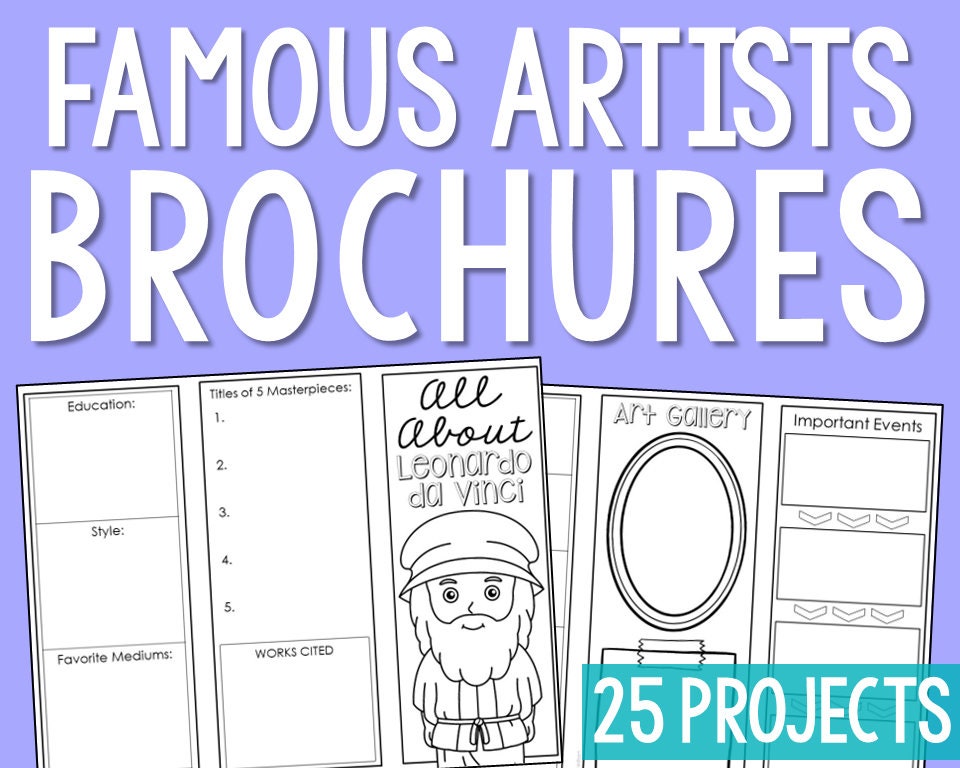FAMOUS ARTISTS Research Projects Activity | Art History Homeschool Printable Worksheets | Lesson Plans for Kids | Social Studies Notes