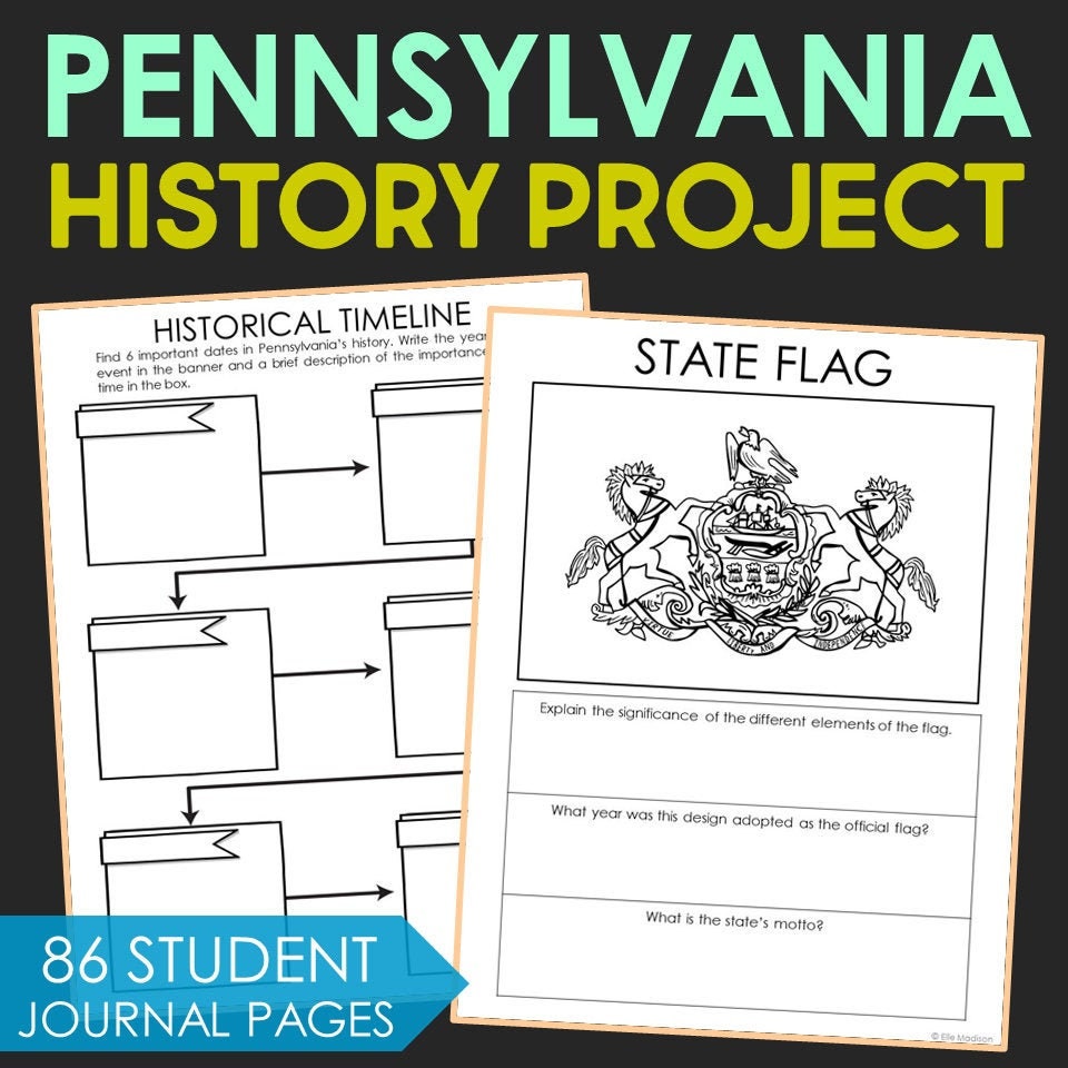 pennsylvania social studies state history project homeschool etsy canada