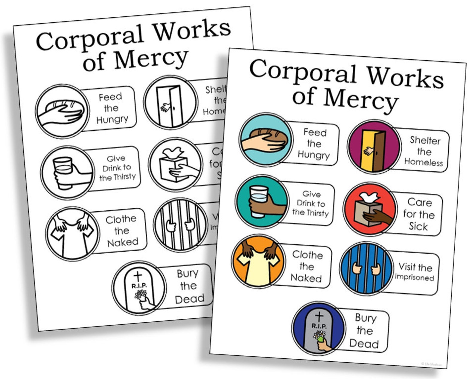 CORPORAL WORKS of MERCY Catholic Poster Coloring Page for Etsy