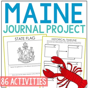 MAINE State History Project Activity | Social Studies Unit Study Lesson Plans | 4th 5th 6th 7th Grade | Homeschool Printable Worksheets
