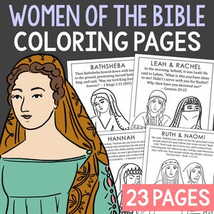 WOMEN&#39;S HISTORY MONTH Bible Story Coloring Pages Activity | Christian Homeschool Printable Worksheets | Sunday School Church Bulletin Board