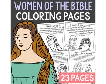 WOMEN'S HISTORY MONTH Bible Story Coloring Pages Activity | Christian Homeschool Printable Worksheets | Sunday School Church Bulletin Board