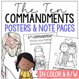 TEN COMMANDMENTS Bible Story Coloring Pages Activity | Homeschool Printable | Bible Study for Kids | Sunday School Church Bulletin Board