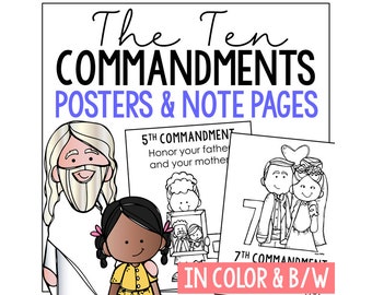 TEN COMMANDMENTS Bible Story Coloring Pages Activity | Homeschool Printable | Bible Study for Kids | Sunday School Church Bulletin Board