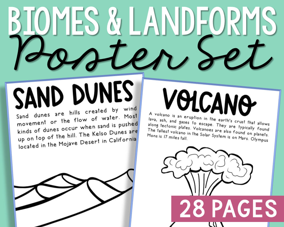 biomes and landforms science geography printables homeschool etsy