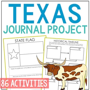 TEXAS State History Project Activity | Social Studies Unit Study Lesson Plans | 4th 5th 6th 7th Grade | Homeschool Printable Worksheets