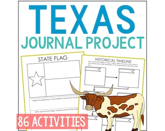 TEXAS State History Project Activity | Social Studies Unit Study Lesson Plans | 4th 5th 6th 7th Grade | Homeschool Printable Worksheets