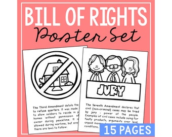 Bill of Rights for Kids Poster Set | Homeschool Social Studies Unit Study | The US Constitution | American History for Kids
