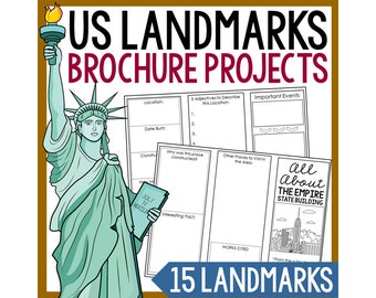 USA LANDMARKS Research Activity Projects | Social Studies Homeschool Printable Worksheets | American History Lesson Plans | US History Notes