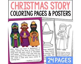 CHRISTMAS Coloring Page Activity | Nativity Story for Kids | Religious Church Resources | Sunday School | December Bible Study Unit Lesson