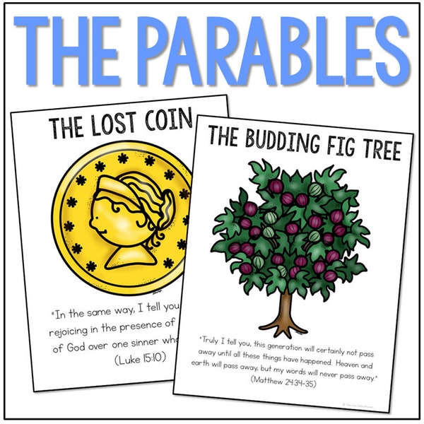 THE PARABLES Bible Story Activity Posters Activity | Christian Homeschool Printables | Bible Study for Kids | Bulletin Board | New Testament