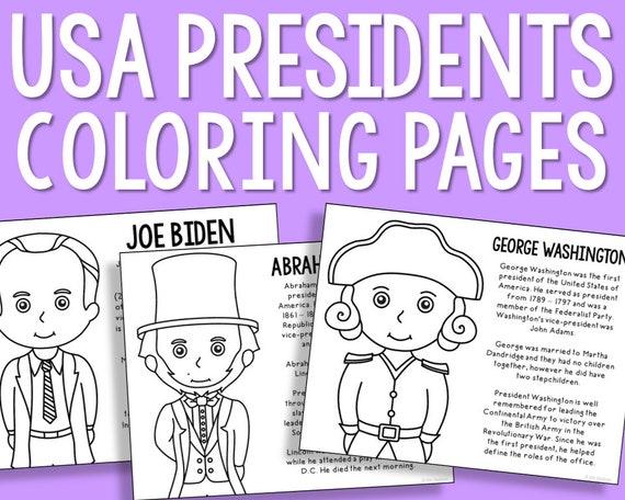 US PRESIDENTS Coloring Page Book Printables Homeschool