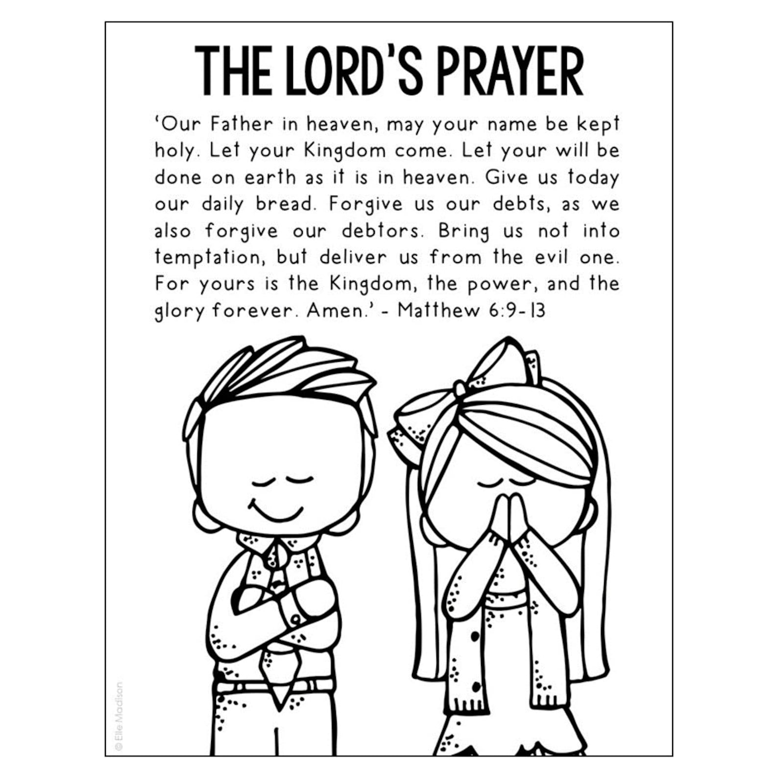 THE LORD'S PRAYER Bible Story Coloring Page Activity Sunday School