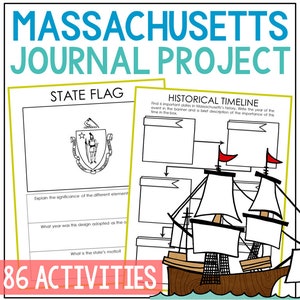 MASSACHUSETTS State History Project Activity | Social Studies Unit Study Lesson Plans | 5th 6th 7th Grade | Homeschool Printable Worksheets