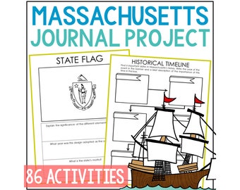 MASSACHUSETTS State History Project Activity | Social Studies Unit Study Lesson Plans | 5th 6th 7th Grade | Homeschool Printable Worksheets