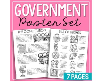 UNITED STATES GOVERNMENT Social Studies Activity Printables | Homeschool Curriculum | Bulletin Board Decor Posters | Educational Wall Art