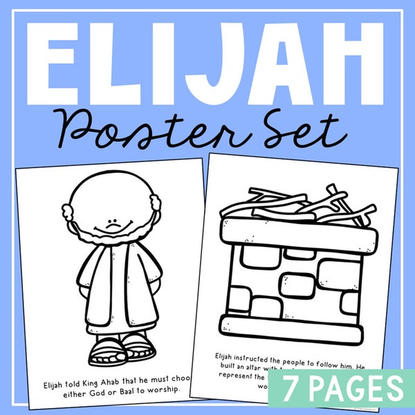ELIJAH and the PROPHETS of BAAL Bible Story Activity Posters | Homeschool Printable | Bible Study for Kids | Sunday School Bulletin Board