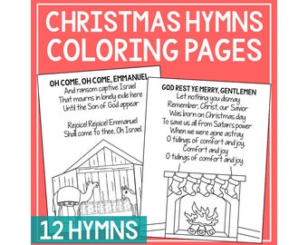 CHRISTMAS HYMN MUSIC Coloring Pages Bible Story Printable Activity Posters | Sunday School Lesson | Church Winter Bulletin Board Decor