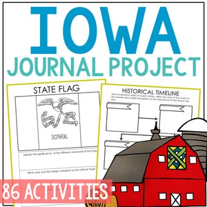 IOWA State History Project Activity | Social Studies Unit Study Lesson Plans | 4th 5th 6th 7th Grade | Homeschool Printable Worksheets
