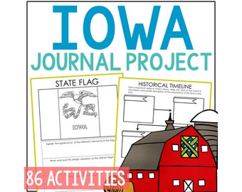 IOWA State History Project Activity | Social Studies Unit Study Lesson Plans | 4th 5th 6th 7th Grade | Homeschool Printable Worksheets