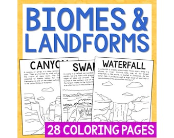 Biomes and Landforms for Kids Science Coloring Pages | Homeschool Ecosystem Unit Study | Bulletin Board Posters | STEAM Activity