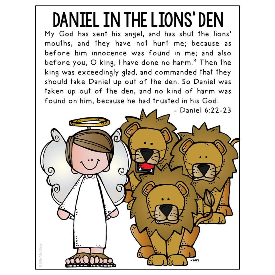 DANIEL in the LIONS DEN Bible Story Activity Coloring Page and Poster