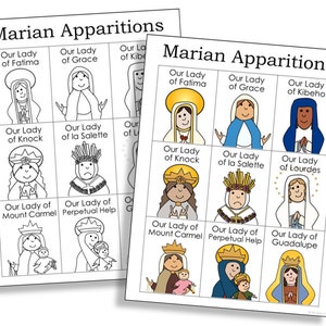 BLESSED VIRGIN Mary Marian Apparitions Coloring Page Activity | Catholic Bulletin Board Poster | Home Altar Print | Homeschool Printable