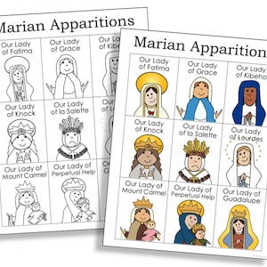 Heilige Maagd Maria Verschijningen Kleurplaat Activiteit | Katholieke prikbordposter | Home altaar print | Afdrukbaar thuisonderwijs