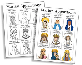 BLESSED VIRGIN Mary Marian Apparitions Coloring Page Activity | Catholic Bulletin Board Poster | Home Altar Print | Homeschool Printable
