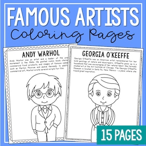 FAMOUS ARTISTS Coloring Page and Posters | Art Classroom Bulletin Board Decor | Art History Theory Lesson Activity | Unit Study Craft