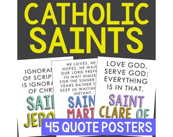 Catholic Saints Quote Posters for Kids | Homeschool Saints Unit Study | Feast Days | Church Bulletin Board Decor | Catholic CCD Teens