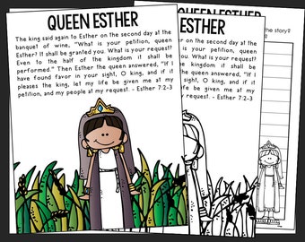 May include: A black and white illustration of Queen Esther, a biblical figure, standing in a field of green grass. The text reads "The king said again to Esther on the second day at the banquet of wine, "What is your petition, queen Esther? It shall be granted you. What is your request? Even to the half of the kingdom it shall be performed." Then Esther the queen answered, "If I have found favour in your sight, O king, and if it pleases the king, let my life be given me at my petition, and my people at my request." - Esther 7:2-3"