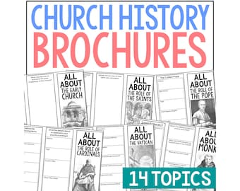 Catholic Church History Brochures for Kids | Christian Homeschool Printable Activities | Grades 9-12 | Religion Class