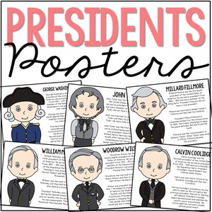 US PRESIDENTS Color Posters | Bulletin Board Classroom Decor | President&#39;s Day | Homeschool Printables | US History