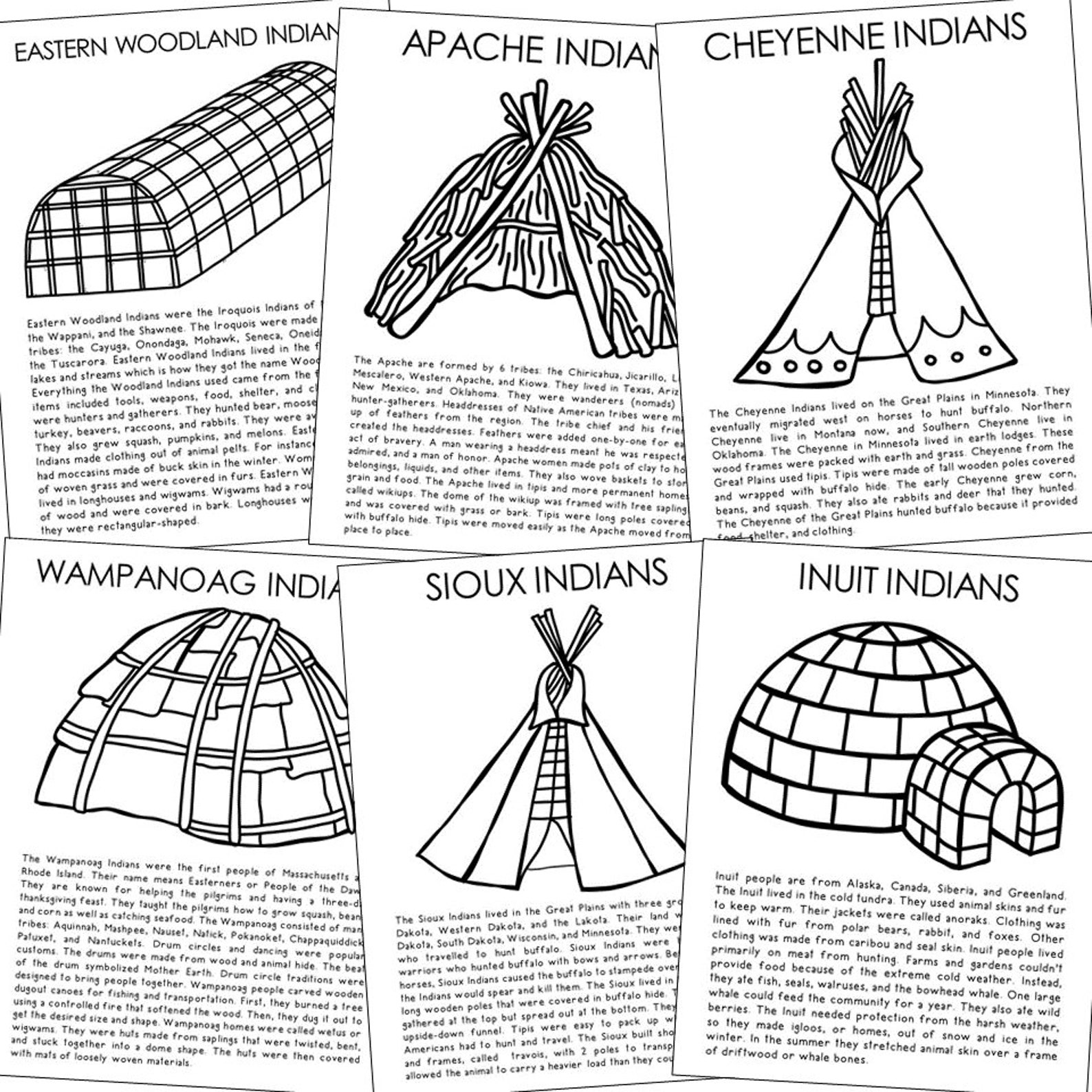 NATIVE AMERICAN INDIANS Coloring Page Book Printables | Etsy