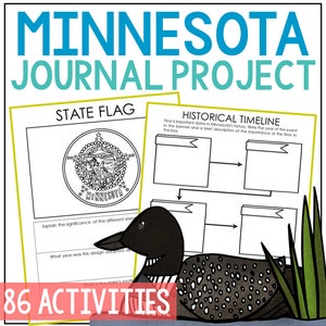 MINNESOTA State History Project Activity | Social Studies Unit Study Lesson Plans | 4th 5th 6th 7th Grade | Homeschool Printable Worksheets