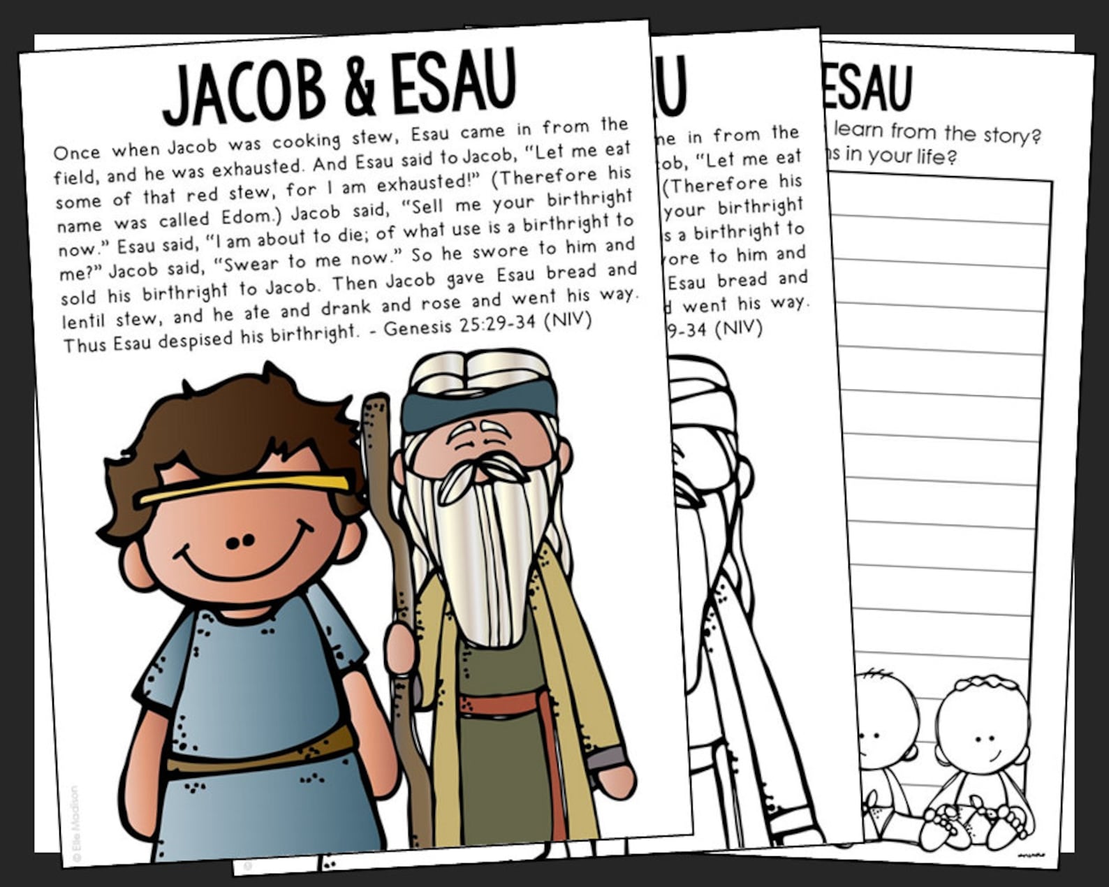 JACOB and ESAU Bible Story Coloring Page Activity | Sunday School ...