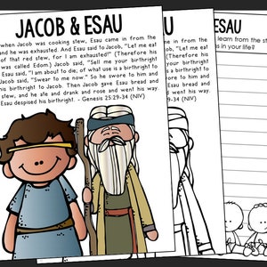 JACOB and ESAU Bible Story Coloring Page Activity | Sunday School Lesson Plan | Bible Study Unit for Kids | Old Testament for Kids