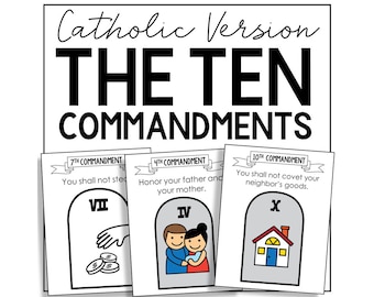 TEN COMMANDMENTS Catholic Coloring Pages Activity | Catholic Church Bulletin Board Posters | Homeschool Printable | Catechism Worksheets