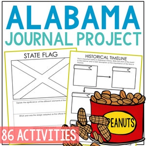 ALABAMA Staat Geschiedenis Projectactiviteit | Lesplannen Maatschappijleer | 4e 5e 6e 7e leerjaar | Afdrukbare werkbladen voor thuisonderwijs