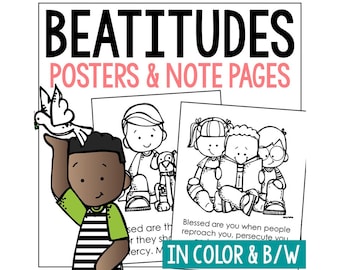 THE BEATITUDES Bible Story Activity Posters | Christian Homeschool Printable | Bible Study for Kids | Sunday School Church Bulletin Board